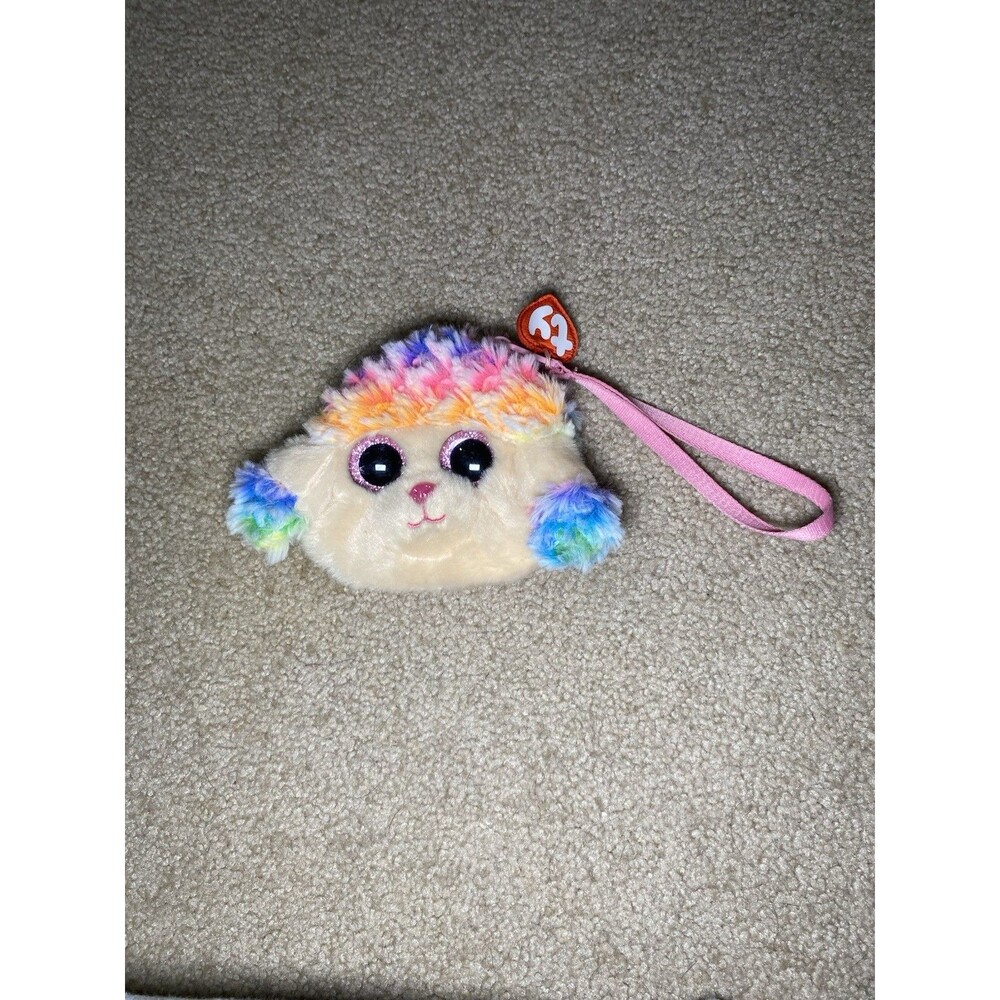 Ty Beanie Boos Rainbow Poodle Wristlet Coin Purse Plush Bag